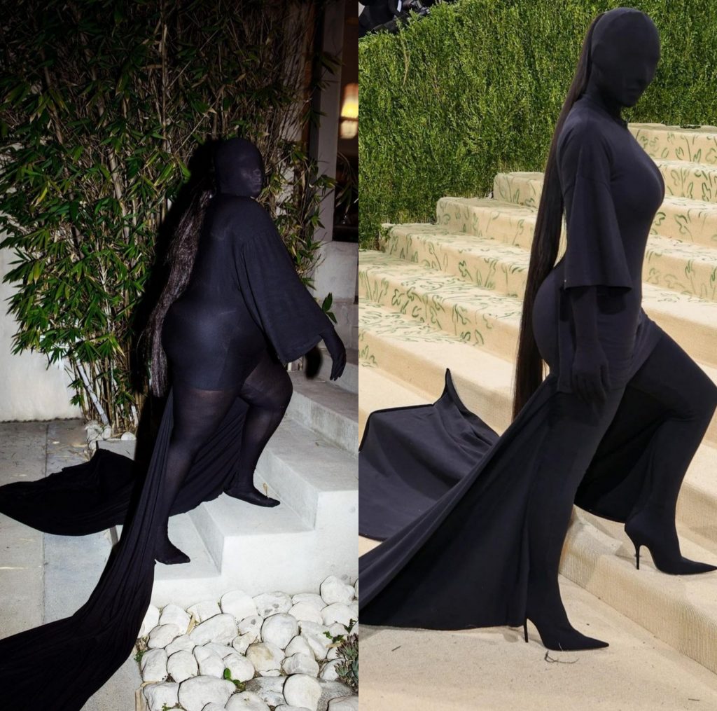 Halloween 2021: Lizzo ricrea il look indossato da Kim Kardashian West al Met Gala 2021.