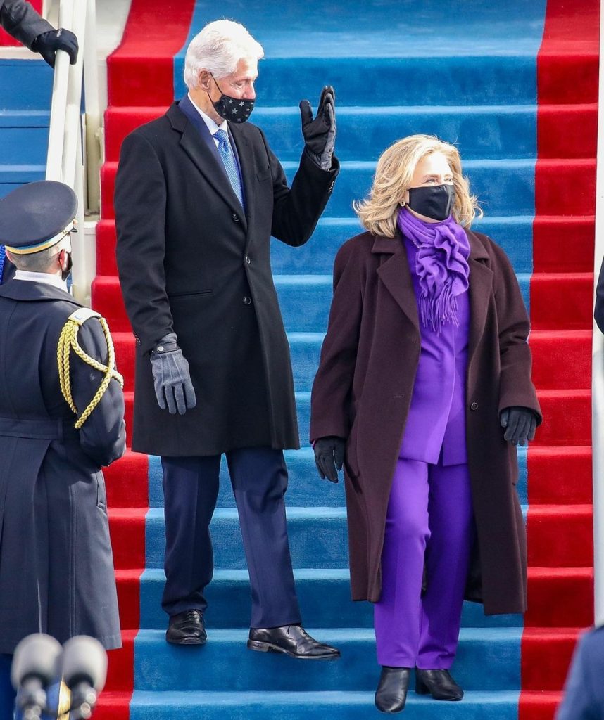 Bill e Hillary Clinton alla cerimonia di insediamento di Joe Biden.