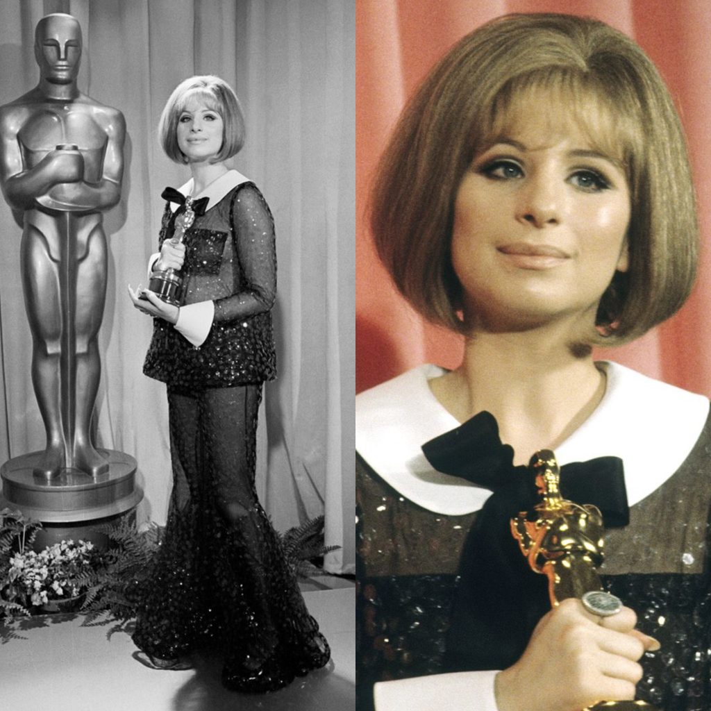 Barbra Streisand in Arnold Scaasi agli Oscar 1969.